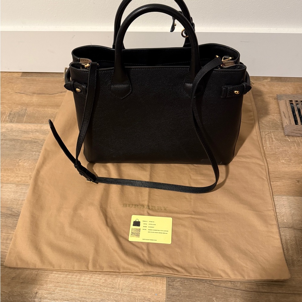 Burberry Banner NM Tote Leather with House Check Canvas, Medium - Picture 3 of 16